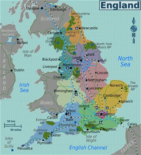 södra england karta England map regions regional - Europa Karta