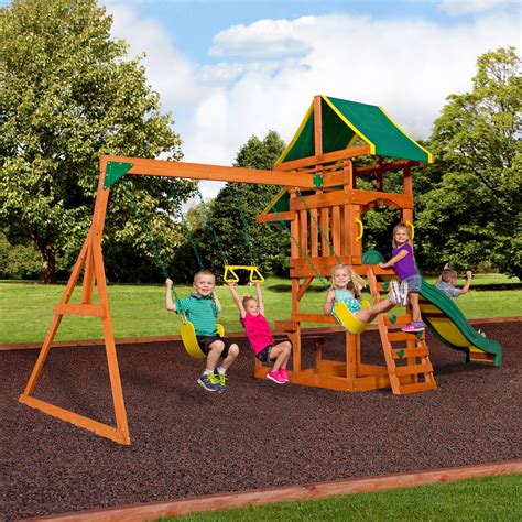 Backyard Discovery Tucson Cedar Wooden Swing Set Outdoor Kids Play ...