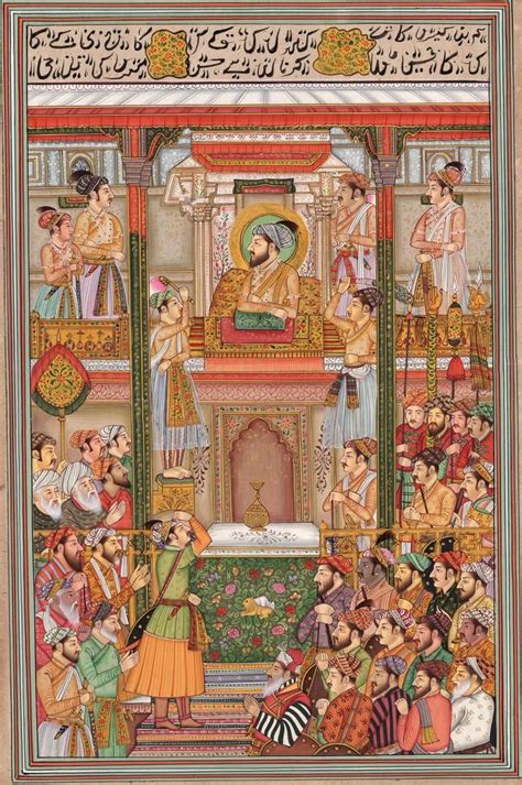 Mughal Empire Miniature Padshahnama Painting Handmade Shah Jahan ...