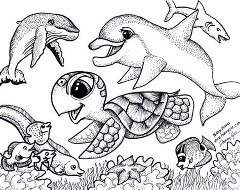 Gambar Sea Animals Coloring Pages Print Insured Laura Underwater di ...