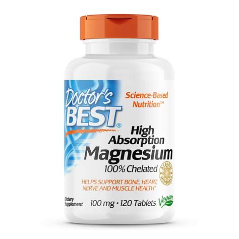 Doctor's Best High Absorption Magnesium 100 mg, 120 Tablets - Walmart ...