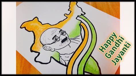 Poster Making On Gandhi Jayanti | Gandhi Jayanti Par Painting | Mahatma ...