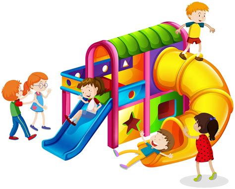 Children playing on slide at playground 296954 Vector Art at Vecteezy