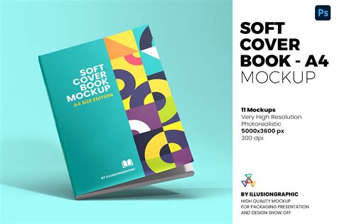 Soft Cover Book Mockup - A4 - 11 views - Design Cuts