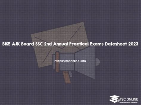 BISE AJK Board SSC 2nd Annual Practical Exams Datesheet 2023