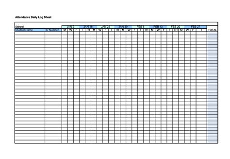 Free Printable Weekly Attendance Sheet Template