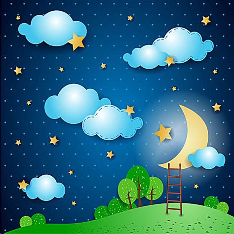 Free Cartoon, Night, Sky Background Images, Cartoon Moon Night Sky ...