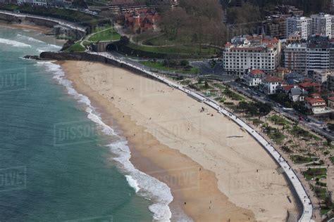 Ondarreta Beach at the western end of La Concha Bay; San Sebastian ...