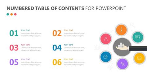 The Numbered Table of Contents for PowerPoint features a table of ...