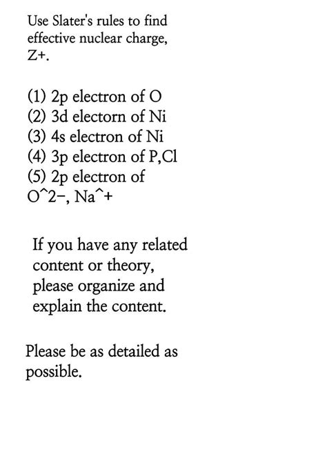 Solved Use Slater's rules to find effective nuclear charge, | Chegg.com