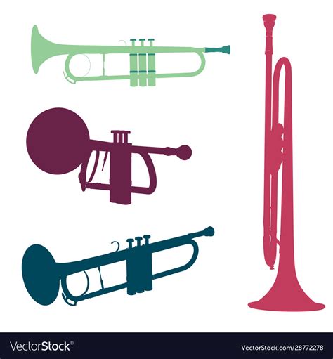 Trumpet silhouette set Royalty Free Vector Image