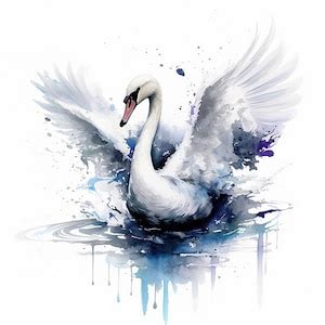 Swan Watercolor Painting Printable Wall Art Digital Download - Etsy