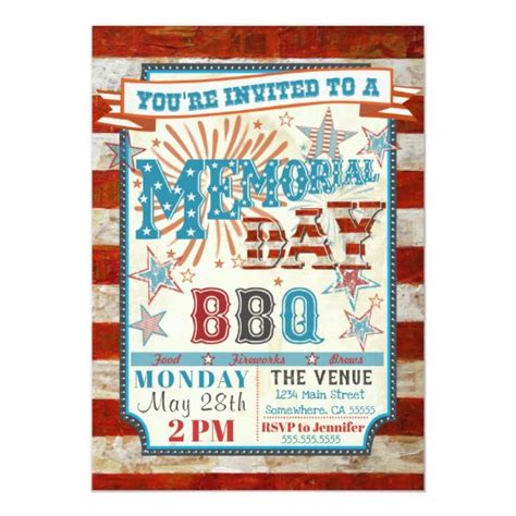 Memorial Day BBQ Cookout Invitations | Zazzle.com