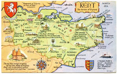 Postcard map of Kent, the Garden of England | Drawn by M F P… | Flickr