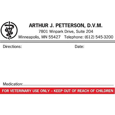 Imprinted Veterinary Dispensing Labels; For Veterinary Use, Red, 2-3 ...