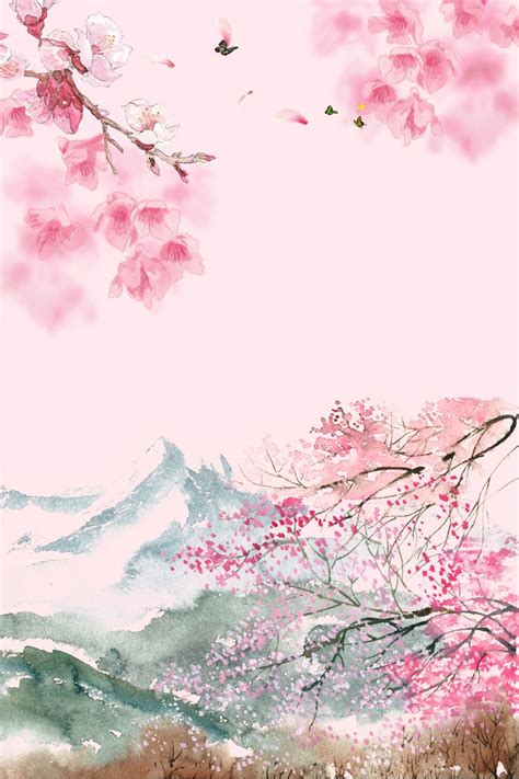 Pink Chinese Style Cherry Blossom Viewing Psd Layered H5 Background ...