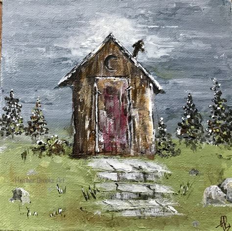 Rustic Outhouse Painting Farmhouse Decor 6x6 Canvas Barn Art - Etsy ...