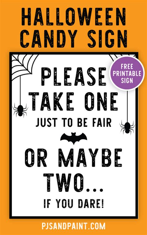 Free Printable Halloween Candy Sign | Please Take One - Pjs and Paint