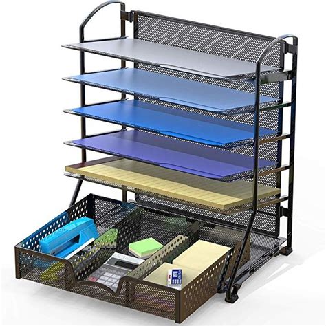 Amazon.com : SimpleHouseware 6 Trays Desk Document File Tray Organizer ...