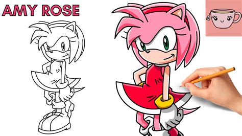 How To Draw Amy Rose | Sonic The Hedgehog | Cute Step By Step Drawing ...