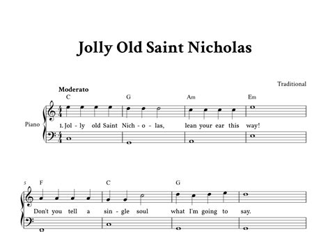 Jolly Old Saint Nicholas - Easy Piano in C (with Lyrics) (arr. Yuri ...