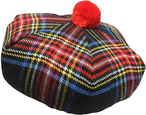 Scottish Kilt Tartan Tam O' Shanter Hat Acrylic Wool Tammy Hats Black ...