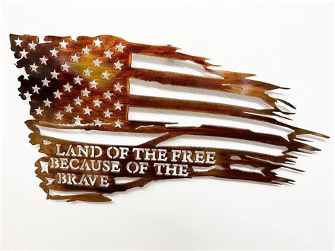 Land of the free flag - Country Roads Metal Art