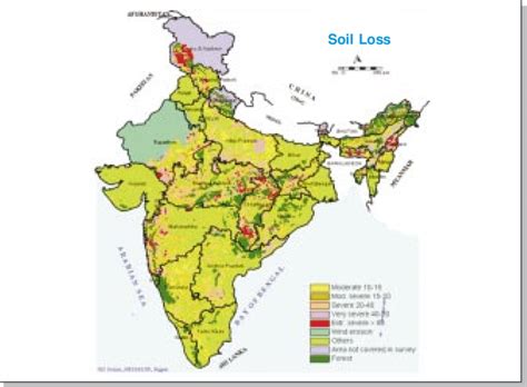 Soil loss by water erosion in India (>10 tonnes/ha/yr) Source: Maji et ...