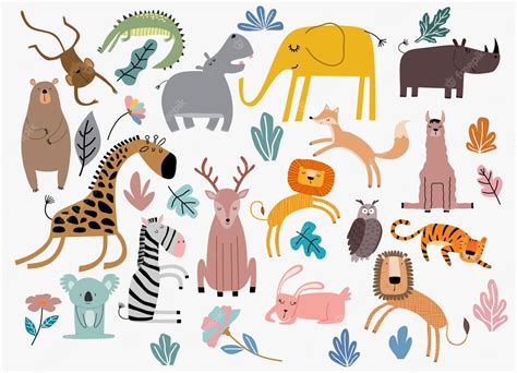 Premium Vector | Cute Jungle Animals Vector Set