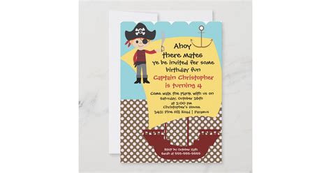 Pirate Ahoy Mates Birthday Party Invitation Boy | Zazzle