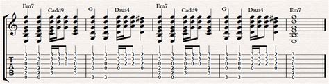 Em7, Cadd9, G, Dsus4 guitar chord progression – FINGERSTYLE GUITAR LESSONS