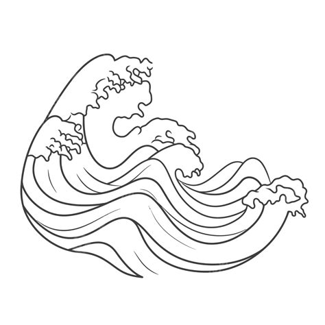 Great Wave Waves Coloring Page Outline Sketch Drawing Vector, Wing ...