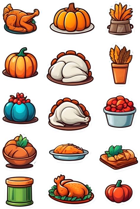 thanksgiving food icons set ai generative 33243074 PNG