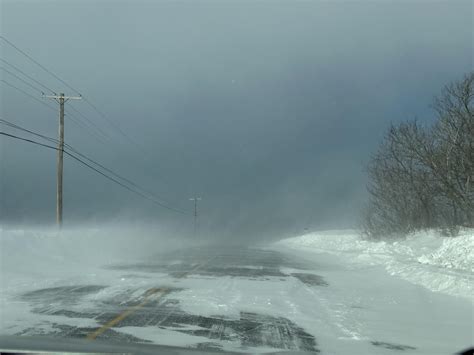 Blowing snow on route 1A in between Limestone and Fort Fairfield on 2/3 ...