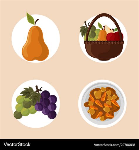 Set of thanksgiving food Royalty Free Vector Image