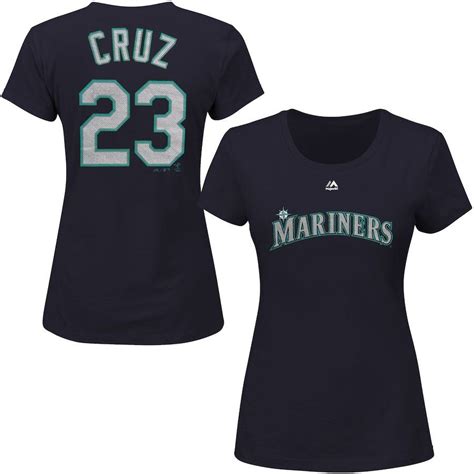 Women's Seattle Mariners Nelson Cruz Majestic Navy Blue Name & Number T ...