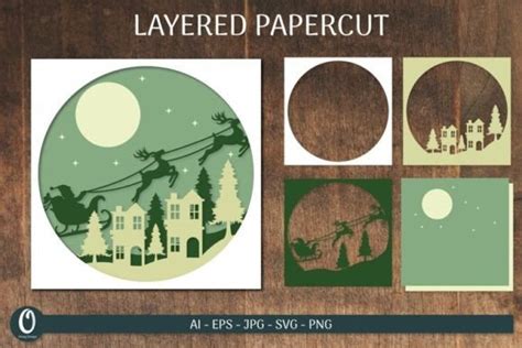 Christmas Layered Paper Cut Card SVG Graphic by Otvey Design · Creative ...