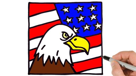 American Flag With Eagle Drawing