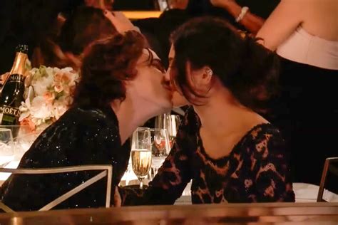 Timothée Chalamet, Kylie Jenner Share Kiss at 2024 Golden Globe Awards