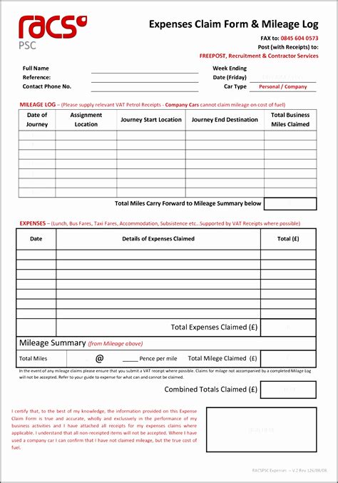 Expense Claim Form Template Excel