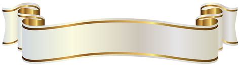 White and Gold Banner PNG Clipart Image