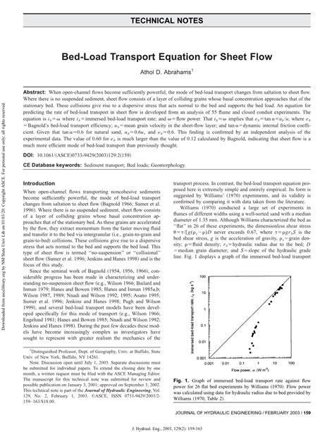 Bed-Load Transport Equation for Sheet Flow - DocsLib