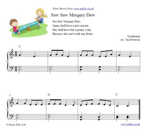 See Saw Margery Daw: a traditional Nursery Rhyme - download PDF Sheet ...