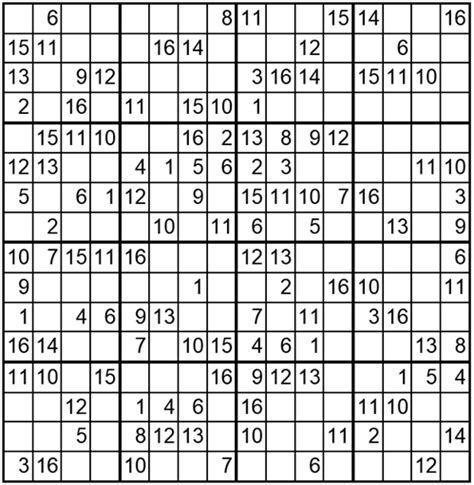 Sudoku 16 X 16 Para Imprimir : Reactor Malicioso Bendecir Sudoku De ...