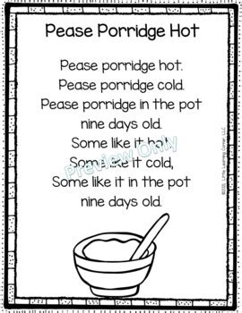 Pease Porridge Hot Nursery Rhyme by Little Learning Corner | TpT