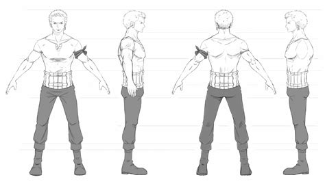 Roronoa Zoro Blueprint - Download free blueprint for 3D modeling