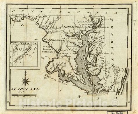 Historic 1975 Map - Maryland. in 2021 | Vintage wall art, Historical ...