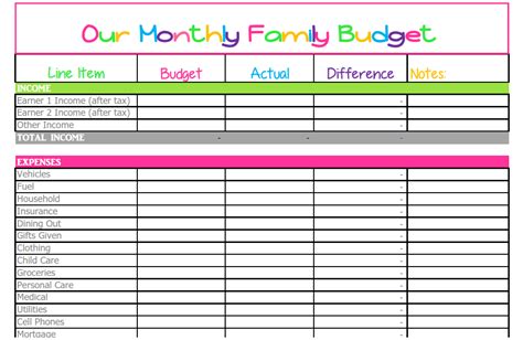 Free Monthly Budget Template - Cute Design in Excel