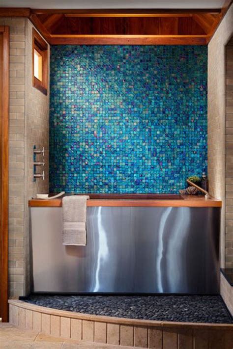 40 blue glass mosaic bathroom tiles tile ideas and pictures