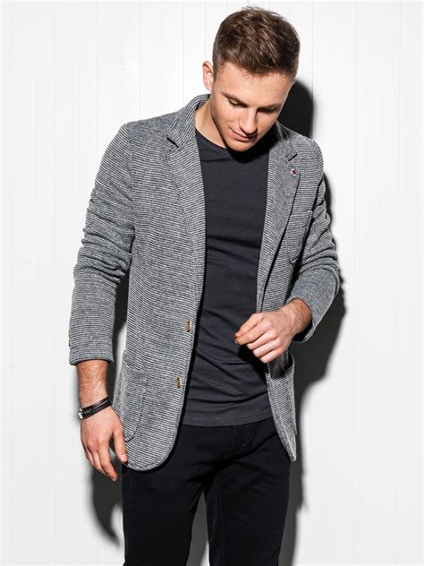 Men's casual blazer jacket M158 - grey | MODONE wholesale - Clothing ...